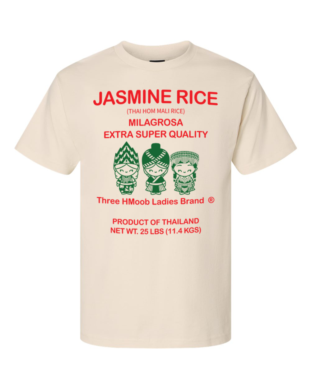 Three HMoob Ladies Jasmine Rice SS Tee - Natural