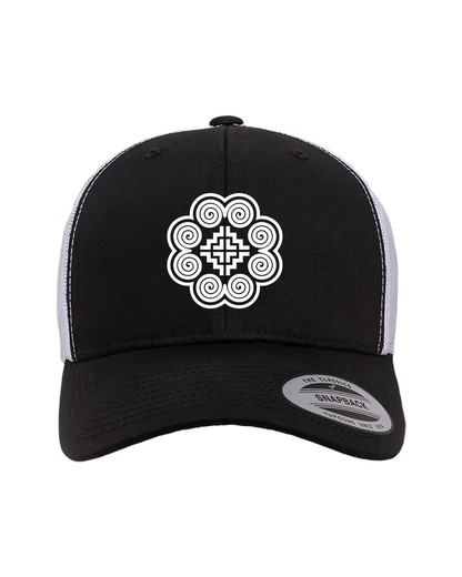 Elephant Print Trucker Cap - Black/White